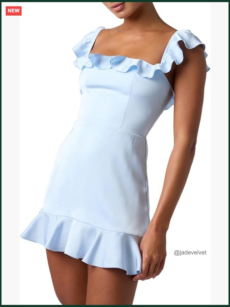 Square Neck Ruffle Smocked Back Mini Dress - Flirty Party Dress